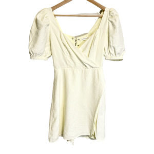 Lani the Label Puff Sleeve Mini Dress Yellow Tulip Skirt Lace Up Renaissance